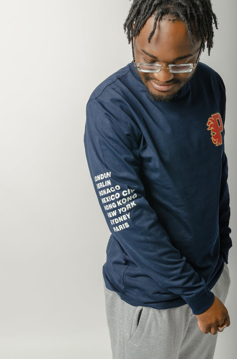 NAVY STARGAZER CLUB LONG SLEEVE T-SHIRT – PRYML APPAREL